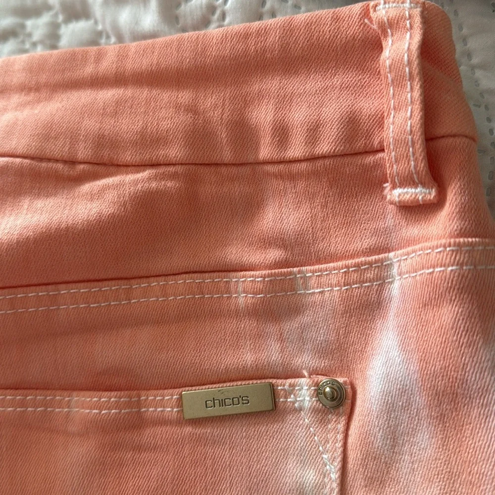 NEW Chico's Orange Tie Dye Ankle Denim Jeans Size 1.5 - Picture 5 of 5